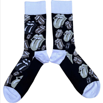 Rolling Stones Black & White All Over Tongues Unisex Ankle Socks - HalfMoonMusic