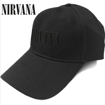 Nirvana Black On Black Text Baseball Cap - HalfMoonMusic