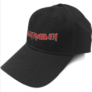 Iron Maiden Classic Red Text Logo Baseball Cap - HalfMoonMusic