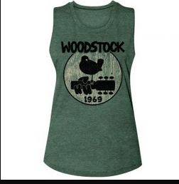 Women's Woodstock Logo Muscle Tank - HalfMoonMusic