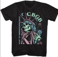 Men's CBGB Statue of Liberty Skeleton T-Shirt - HalfMoonMusic