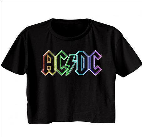 Women's Rainbow AC/DC Logo Crop Top - HalfMoonMusic