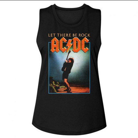 Women's AC/DC "Let There Be Rock" Muscle Tank Top - HalfMoonMusic