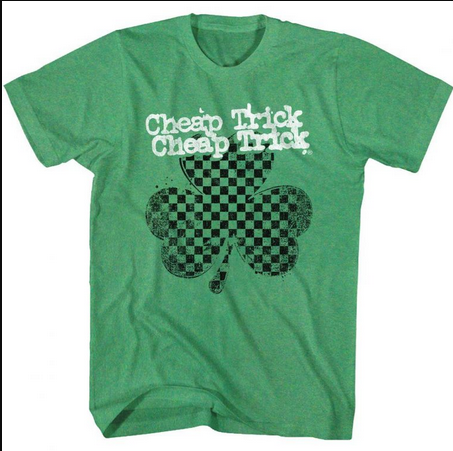 Men's Cheap Trick Checkered Shamrock T-Shirt - HalfMoonMusic