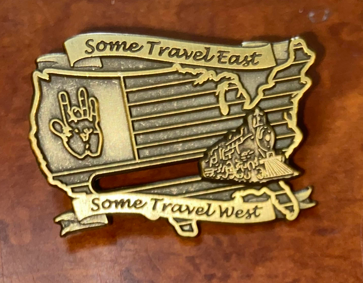 Some Travel East Sliding Train Hat Pin - HalfMoonMusic