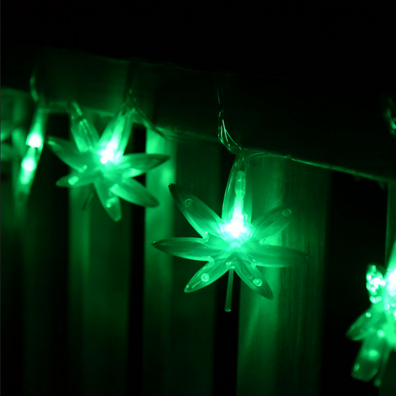 Hemp Leaf LED String Lights - HalfMoonMusic
