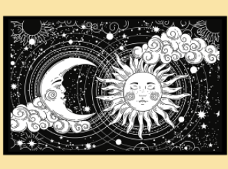 Sun Moon Cloud Twin Tapestry - HalfMoonMusic