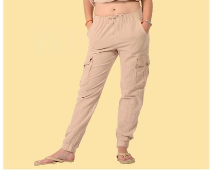 Women's Drawstring Classic Cargo Pants - HalfMoonMusic