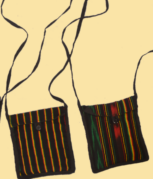Hand Woven Rasta Striped Passport Bag - HalfMoonMusic