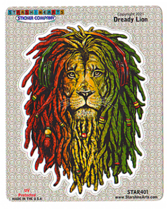 Dready Lion Rasta Sticker - HalfMoonMusic