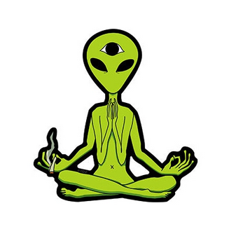 Smoking Yoga Alien Sticker - HalfMoonMusic