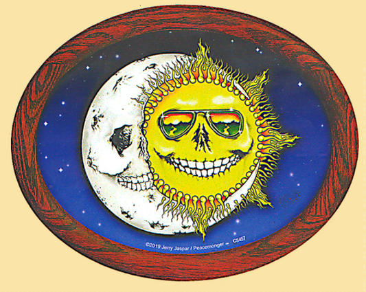 Old School Crescent Moon & Sunglasses Sun Sticker - HalfMoonMusic