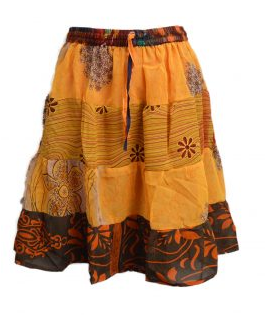 Women's Patchwork Four Tiered Mini Skirt - HalfMoonMusic