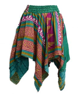Women's Silk Print Tiered Fairy Cut Mini Skirt - HalfMoonMusic