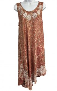 Women's Rayon Floral Embroidered Dress - HalfMoonMusic