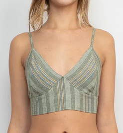 Women's Striped Tie-Back Bustier Strap Crop Top - HalfMoonMusic