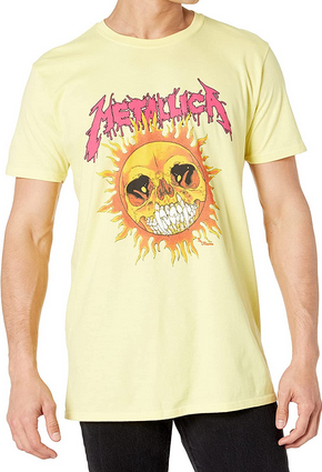 Men's Metallica Yellow Flaming Sun T-Shirt - HalfMoonMusic