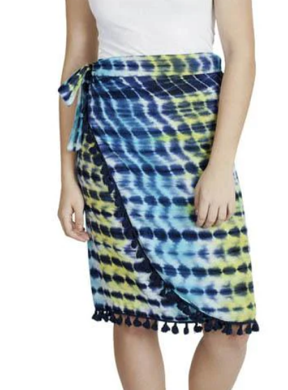 Women's Rayon Knee-Length Fringe Wrap Skirt - HalfMoonMusic