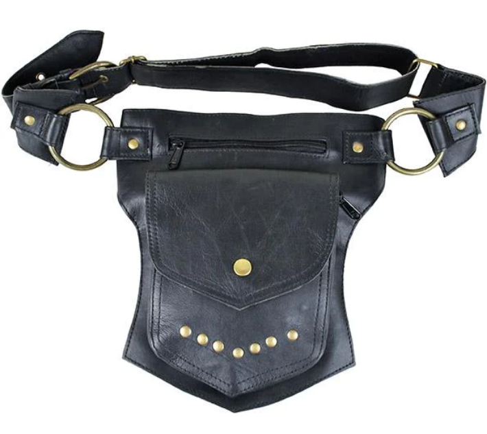The Traveller Leather Big Pocket Multi-Zipper Utility Belt - HalfMoonMusic