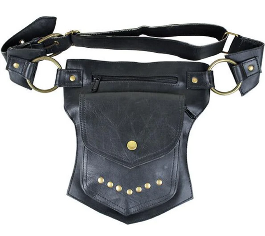 The Traveller Leather Big Pocket Multi-Zipper Utility Belt - HalfMoonMusic