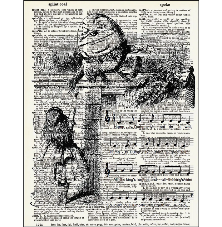 Humpty Dumpty Nursery Rhyme Dictionary Page Art Print - HalfMoonMusic