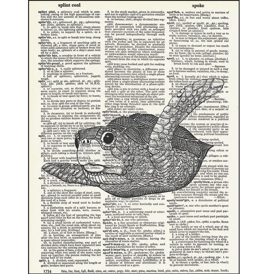 Sea Turtle Dictionary Page Art Print - HalfMoonMusic