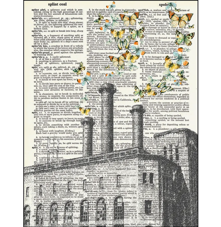Factory Butterfly Smoke Stacks Dictionary Page Art Print - HalfMoonMusic