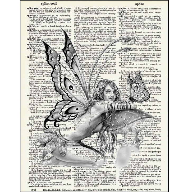Mushroom Fairy Dictionary Page Art Print - HalfMoonMusic