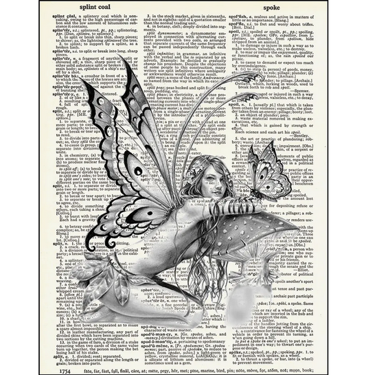 Mushroom Fairy Dictionary Page Art Print - HalfMoonMusic