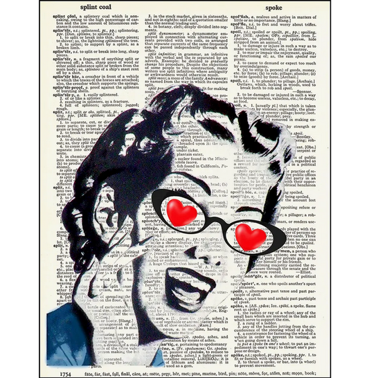 Linda Loveingsworth Heart Eyes Dictionary Page Art Print - HalfMoonMusic