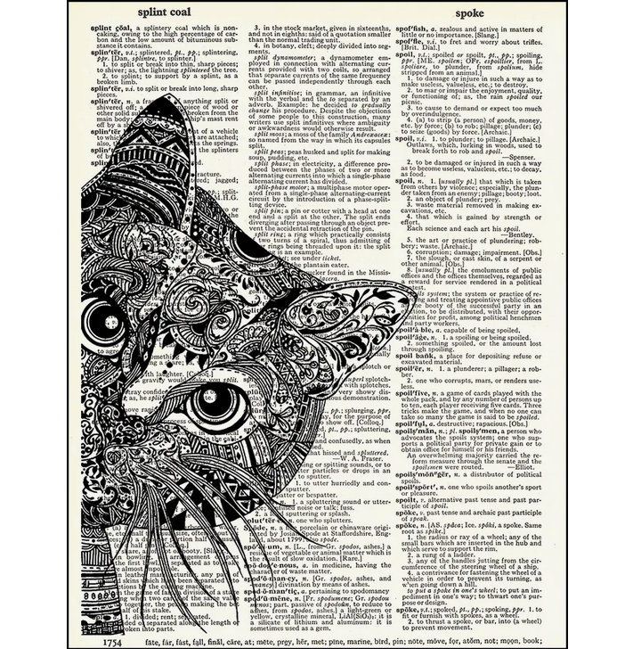 Peekaboo Cat Dictionary Page Art Print - HalfMoonMusic
