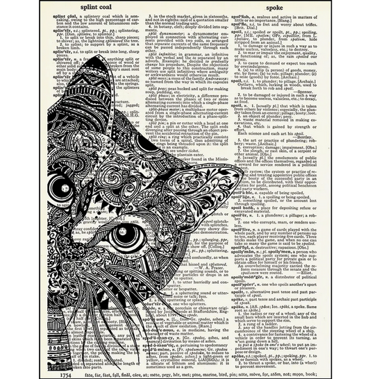 Peekaboo Cat Dictionary Page Art Print - HalfMoonMusic