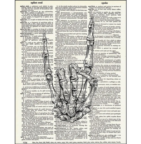 Skeleton Rock Hand Dictionary Page Art Print - HalfMoonMusic
