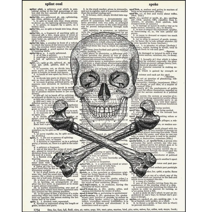 Skull & Crossbones Dictionary Page Art Print - HalfMoonMusic