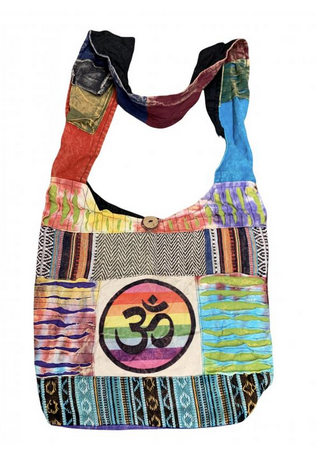 Cotton Patchwork Rainbow Om Meditation Bag - HalfMoonMusic