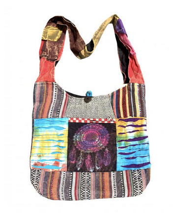 Cotton Patchwork Dreamcatcher Print Hobo Bag - HalfMoonMusic