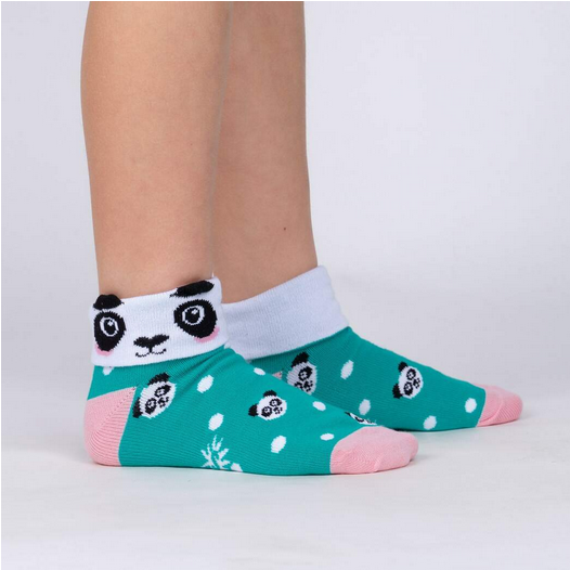 Panda Pair Junior Turn Cuff Socks - HalfMoonMusic