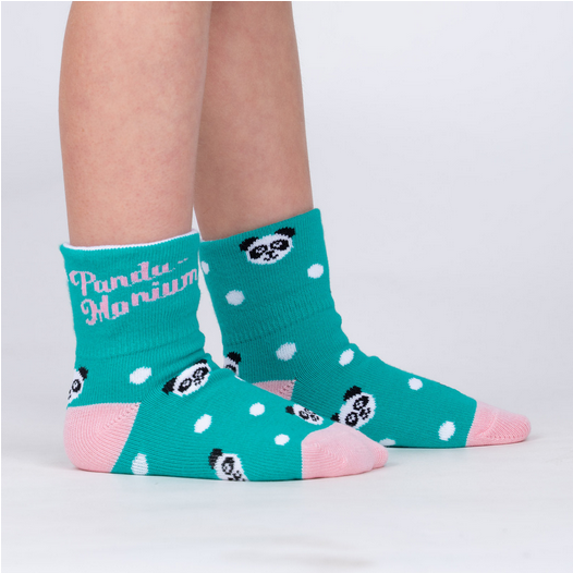 Panda Pair Junior Turn Cuff Socks - HalfMoonMusic