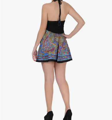 Women's Halter Top Elastic Back Batik Dress - HalfMoonMusic