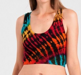 Women's Rayon Spandex Tie-Dye Open Back Scrunch Crop Top - HalfMoonMusic