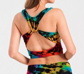 Women's Rayon Spandex Tie-Dye Open Back Scrunch Crop Top - HalfMoonMusic
