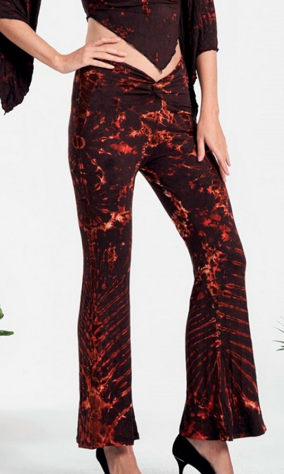 Women's Rayon Spandex Tie-Dye Flared Bell Bottom Leggings - HalfMoonMusic