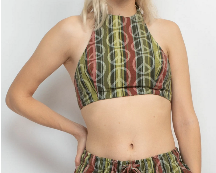 Women's Peace Sign Halter Top - HalfMoonMusic