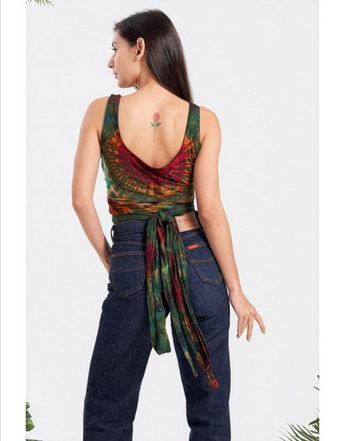 Women's Tie-Dye Waist Wrap Tank Top - HalfMoonMusic