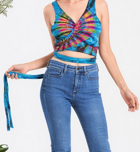 Women's Tie-Dye Waist Wrap Tank Top - HalfMoonMusic