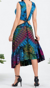 Women's Tie-Dye Reversible Open Sides Dress - HalfMoonMusic