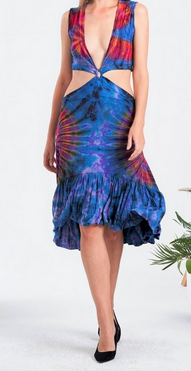 Women's Tie-Dye Reversible Open Sides Dress - HalfMoonMusic