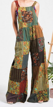 Women's Cotton Mushroom Patchwork Overalls - HalfMoonMusic