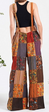Women's Cotton Mushroom Patchwork Overalls - HalfMoonMusic