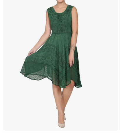 Women's Cap Sleeve Lace Front Renaissance Dress - HalfMoonMusic